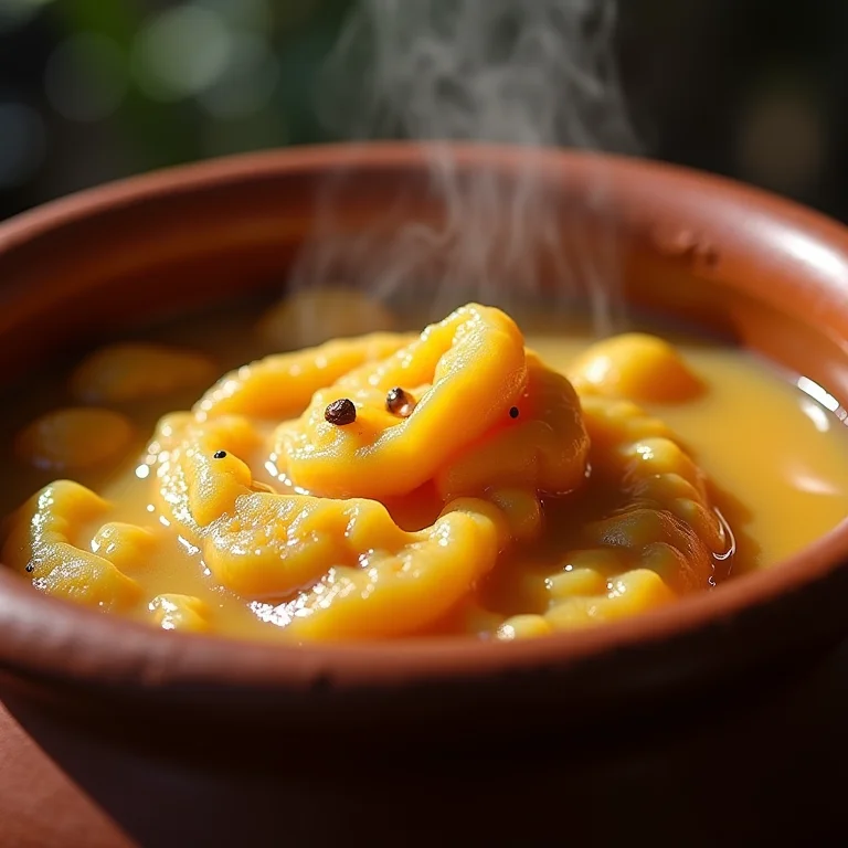 Feijão rosinha cozinhando em panela de barro.