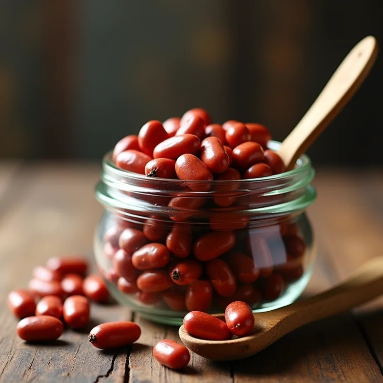 Feijão Rosinha cru em um pote de vidro.