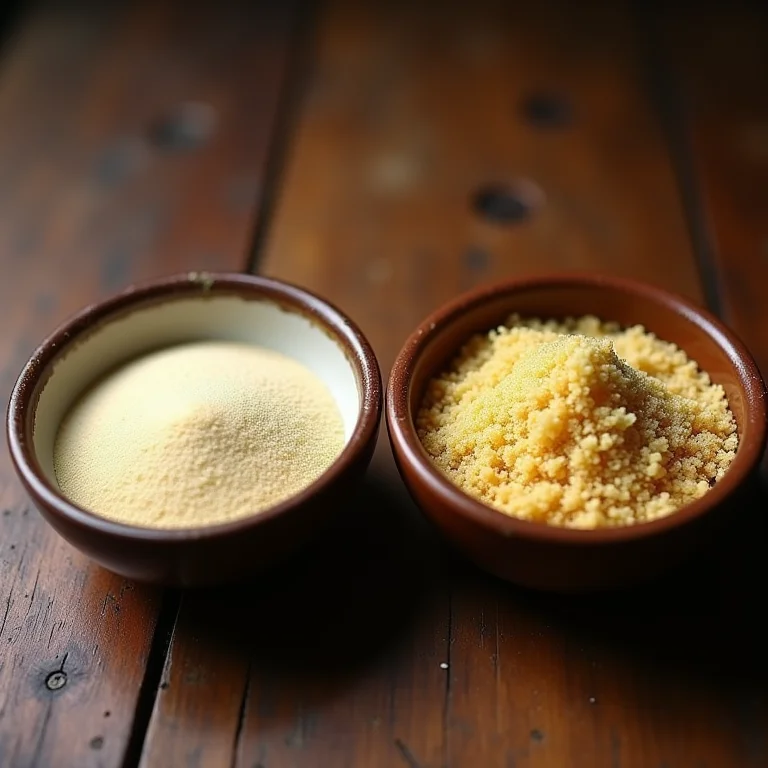 Fermento químico e fermento biológico para receita de pão de milho.