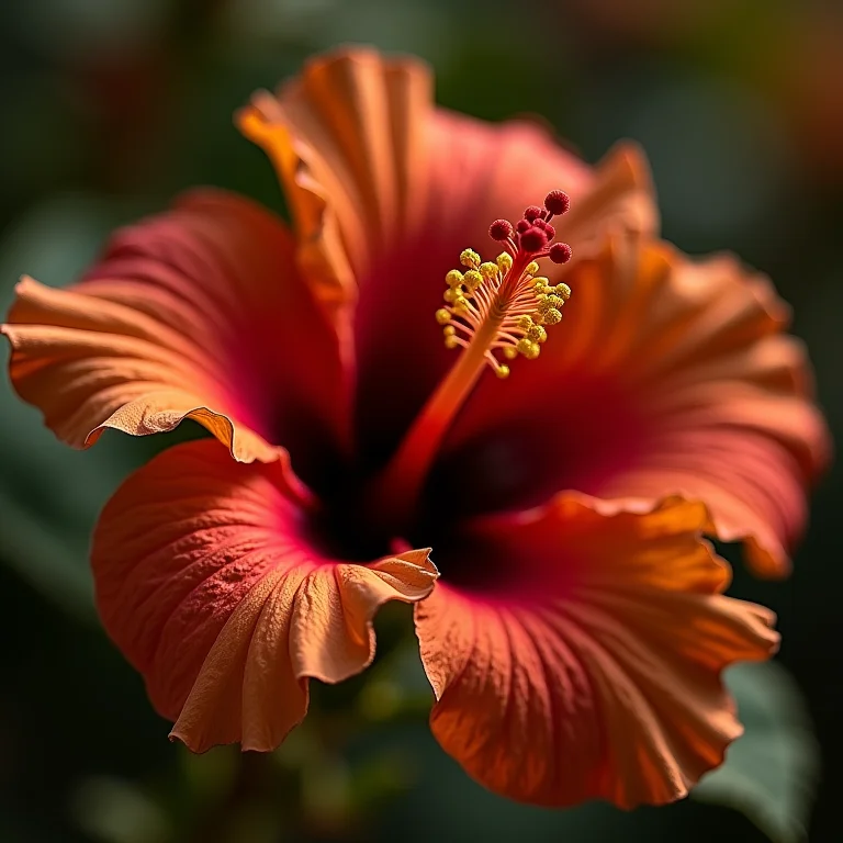 Flores de hibisco secas em close-up.