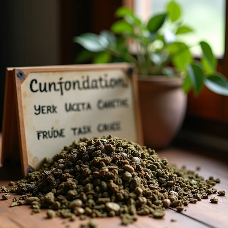 Folhas de Erva Mate Torrada com sinal de contraindicações.