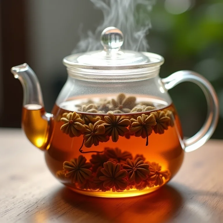 Folhas de nogueira em infusão na água quente