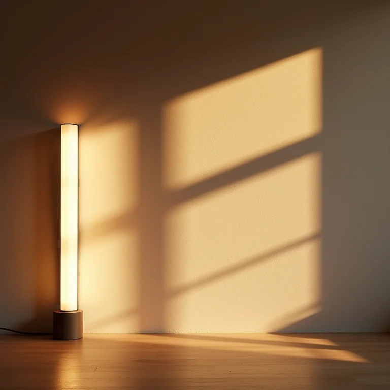 Fontes de luz indireta (LED, luminárias, arandelas) iluminando parede texturizada.