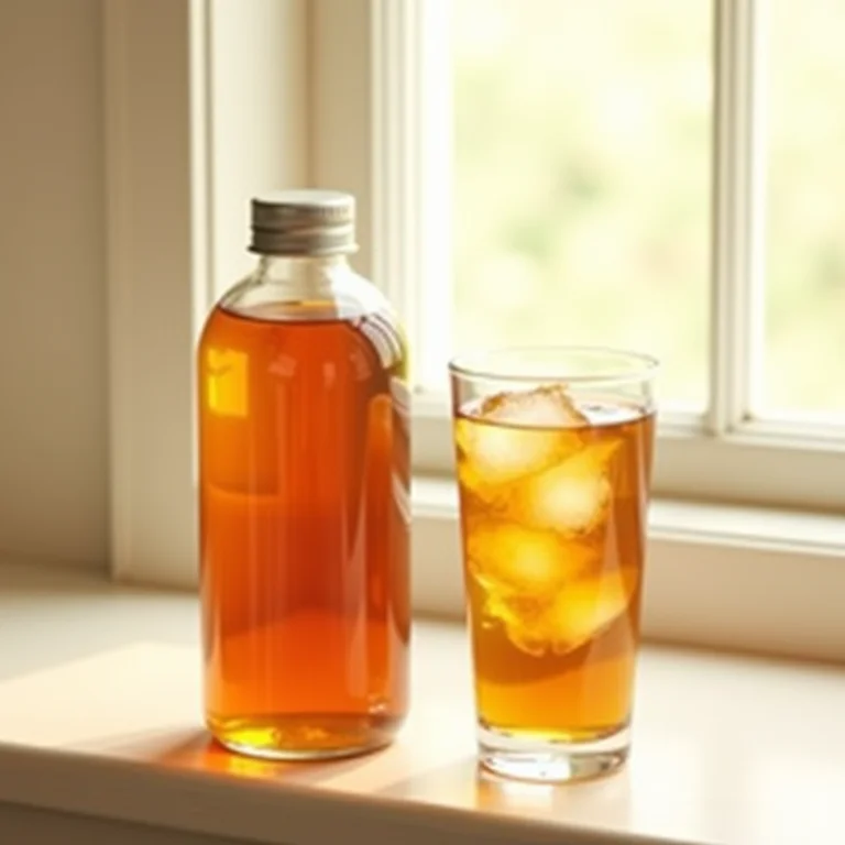 Garrafa de extrato concentrado de chá.