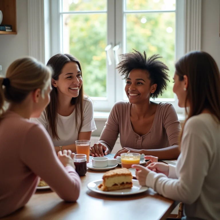 Grupo diverso de mulheres conversando na cozinha