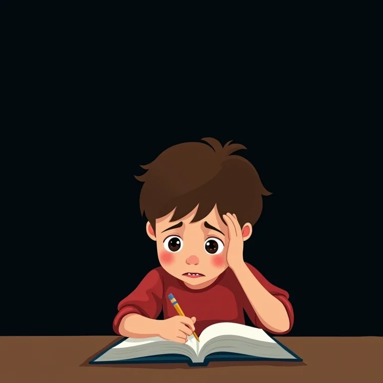 Ilustração de uma criança com dificuldades de aprendizado, simbolizando os efeitos do álcool na gestação.