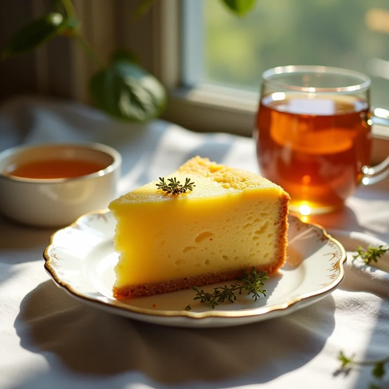 Infusão com bolo de limão e mel.