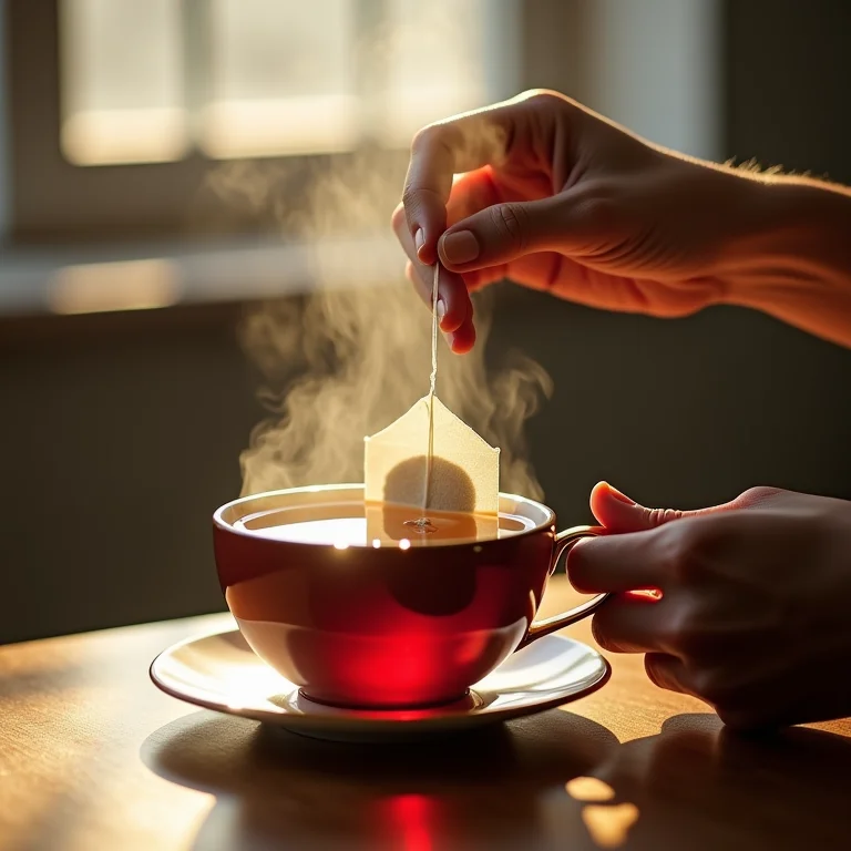 Infusão de chá em xícara.
