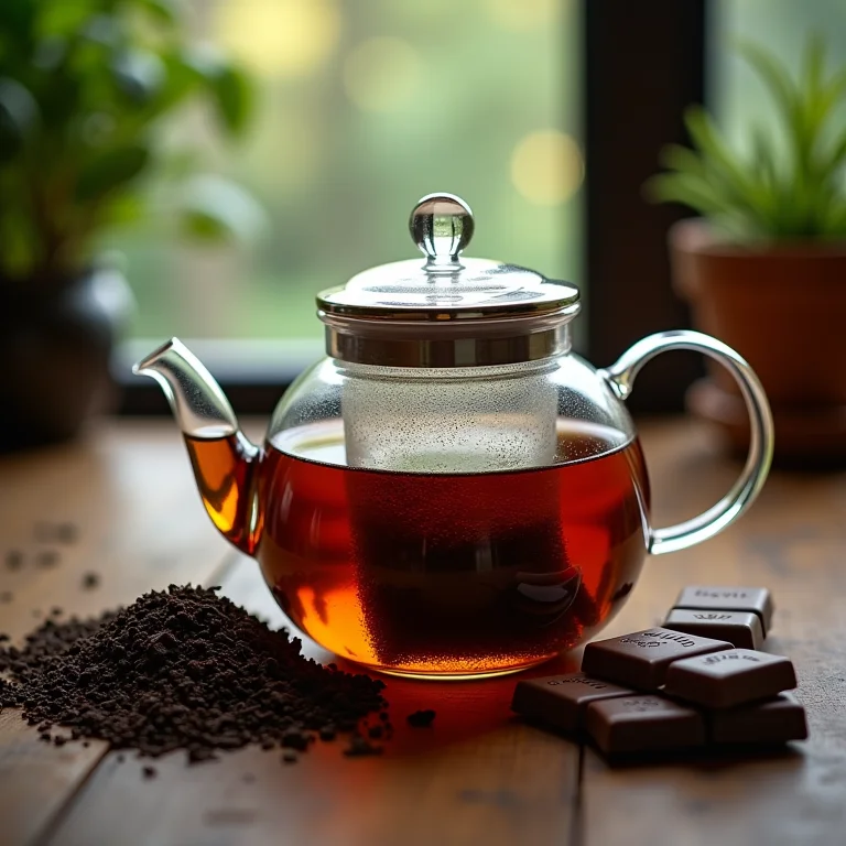 Infusão de chá preto e chocolate Godiva.