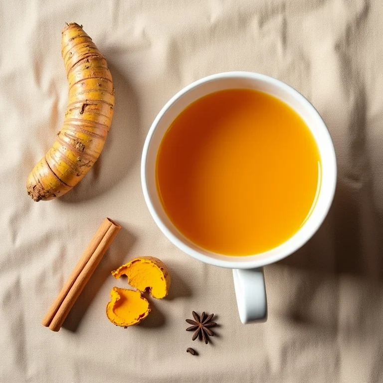 Ingredientes e chá de cúrcuma para aliviar a tendinite