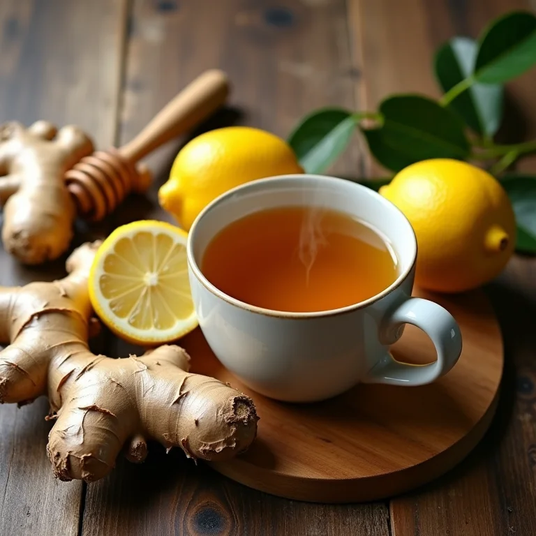 Ingredientes e chá de gengibre para aliviar a tendinite