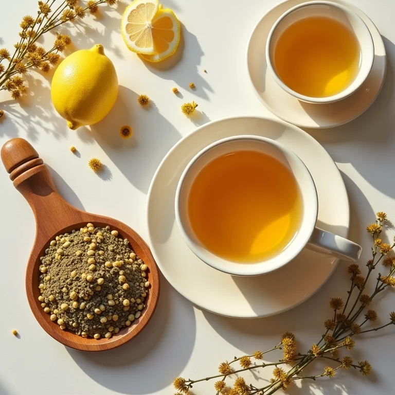 Ingredientes e utensílios para o chá de tília.