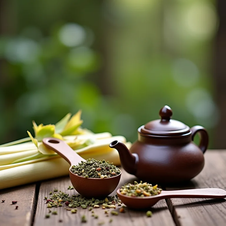 Ingredientes e utensílios para preparar chá de capim santo