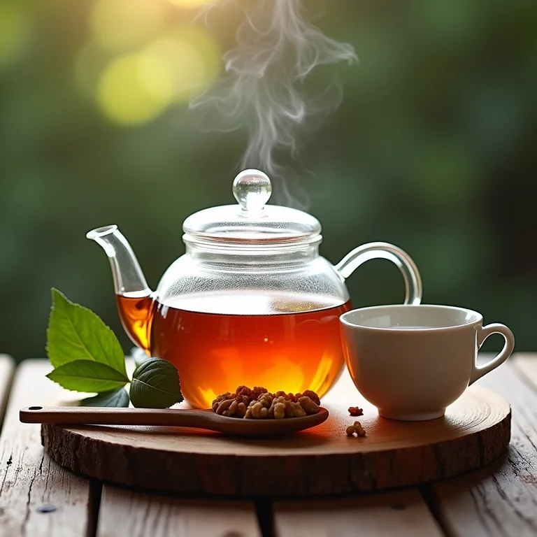 Ingredientes e utensílios para receita clássica de chá de nogueira