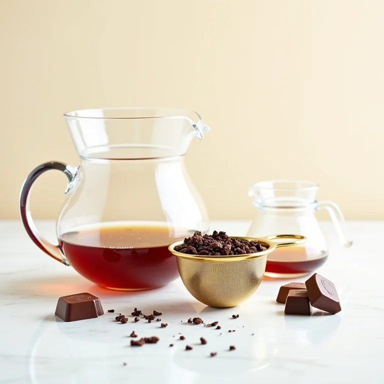 Ingredientes e utensílios para um Chá Gelado Godiva perfeito.