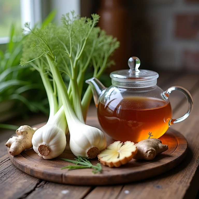 Ingredientes frescos para chá de erva doce com gengibre