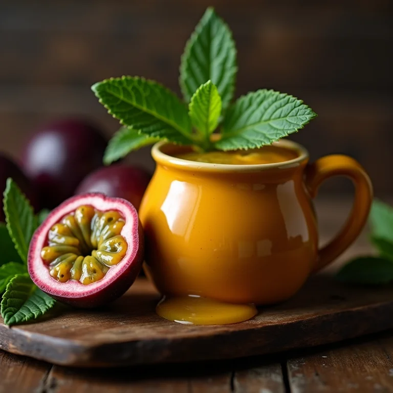 Ingredientes frescos para chá de maracujá e hortelã