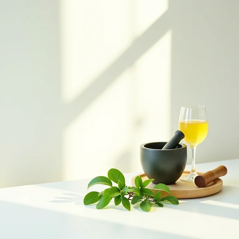 Ingredientes para arruda com pinga dispostos em flat lay.