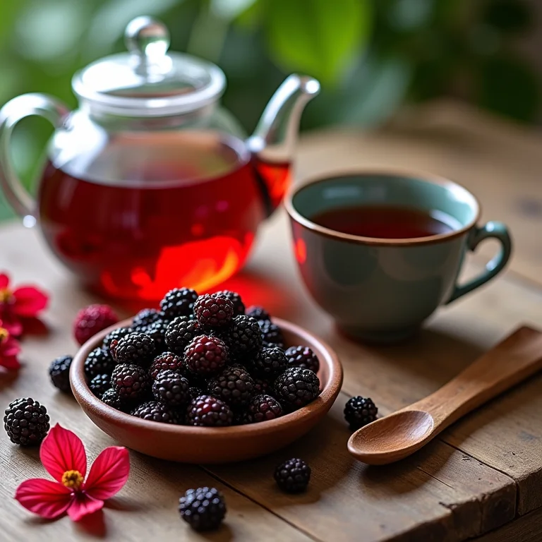 Ingredientes para chá de amora e hibisco.