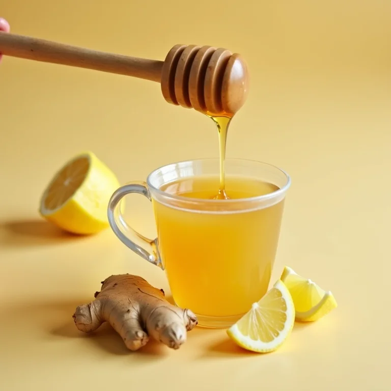 Ingredientes para chá de gengibre, limão e mel.
