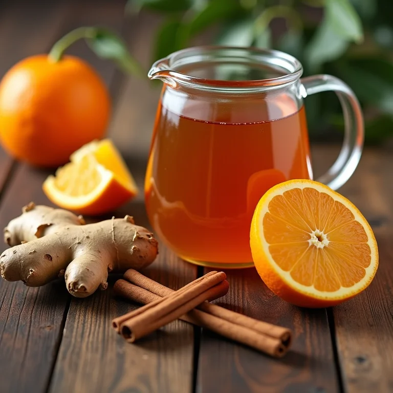Ingredientes para chá de laranja, gengibre e canela