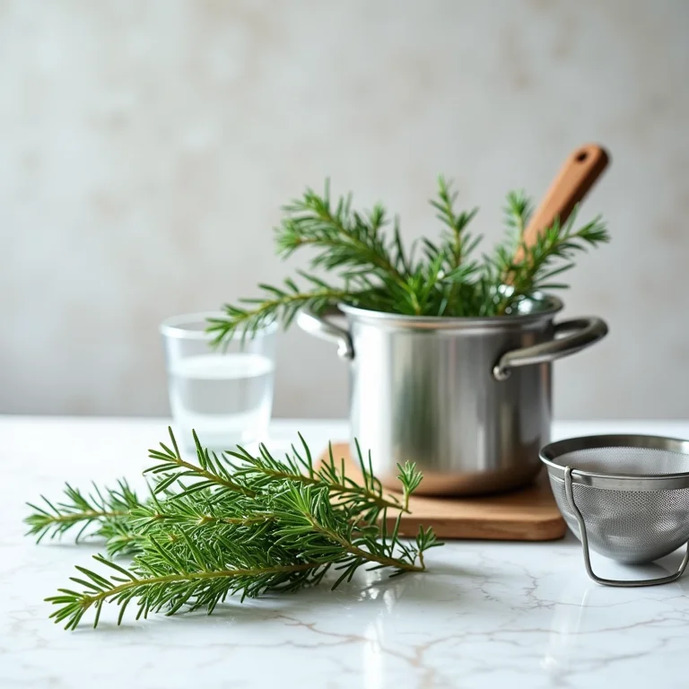 Ingredientes para o chá de alecrim