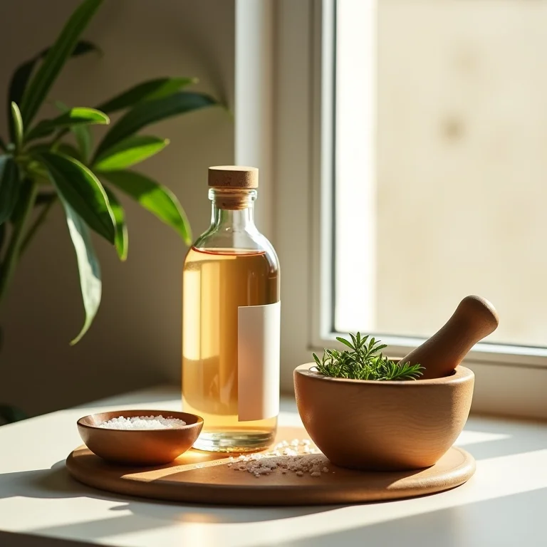 Ingredientes para remédios caseiros, incluindo arruda com pinga.