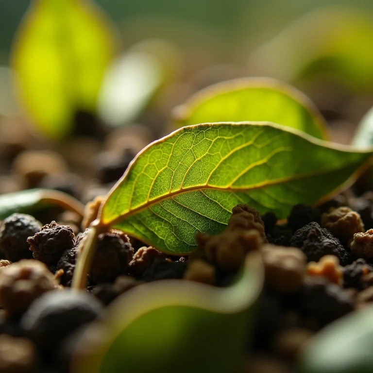 Inspeção de folhas secas de chá