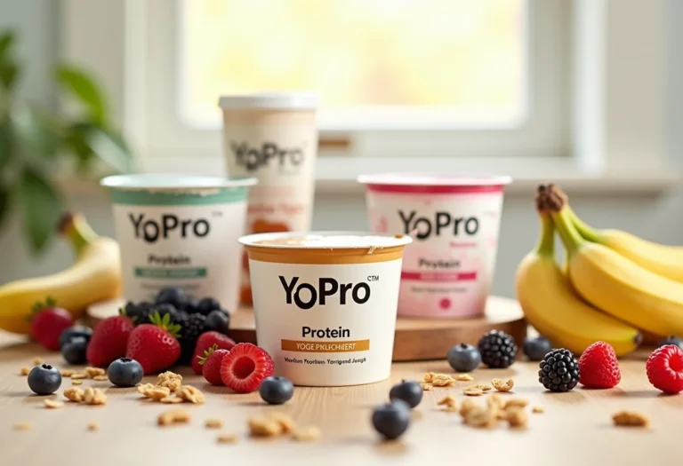 Iogurte proteico YoPRO com frutas frescas e granola