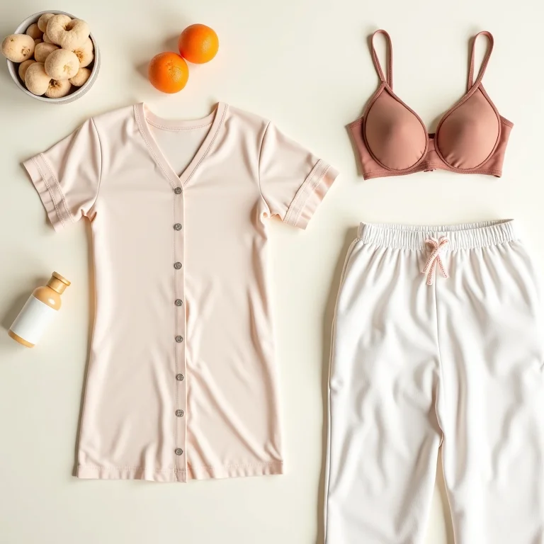 Itens essenciais para a mala da mamãe: sutiã de amamentação, pijamas confortáveis e produtos de higiene