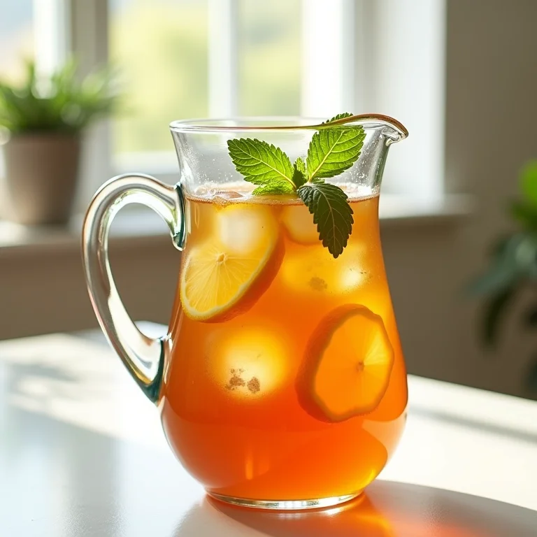 Jarra de chá gelado (cold brew) com gelo.