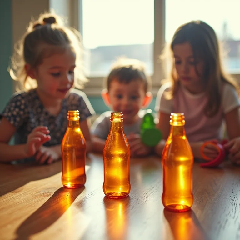 Jogo infantil com garrafas de Gervão.