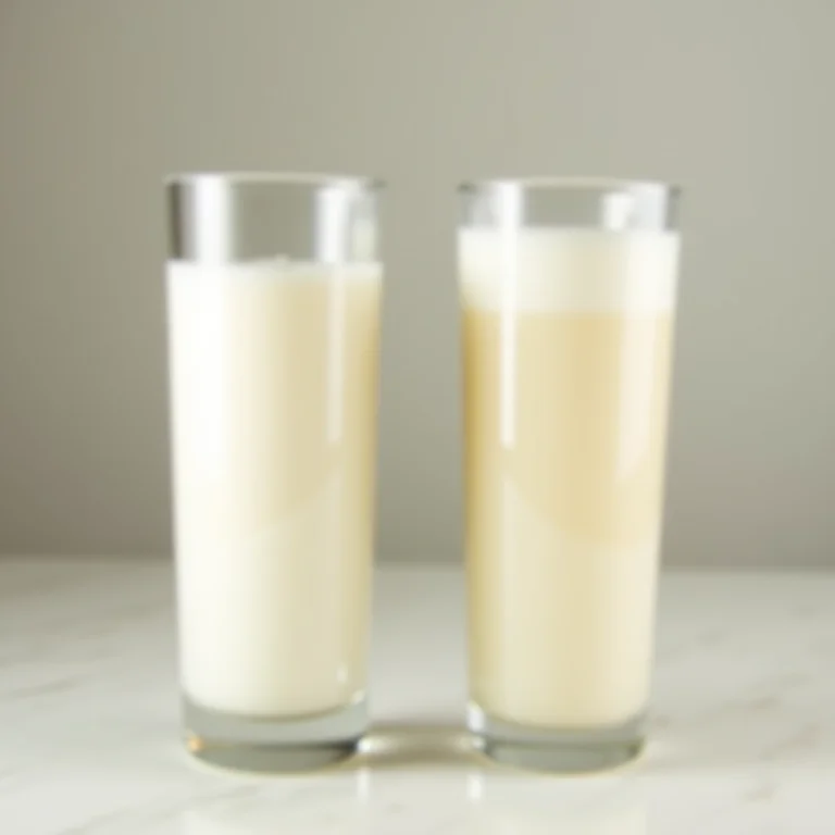 Leite integral e leite vegetal para receita de pão de milho.