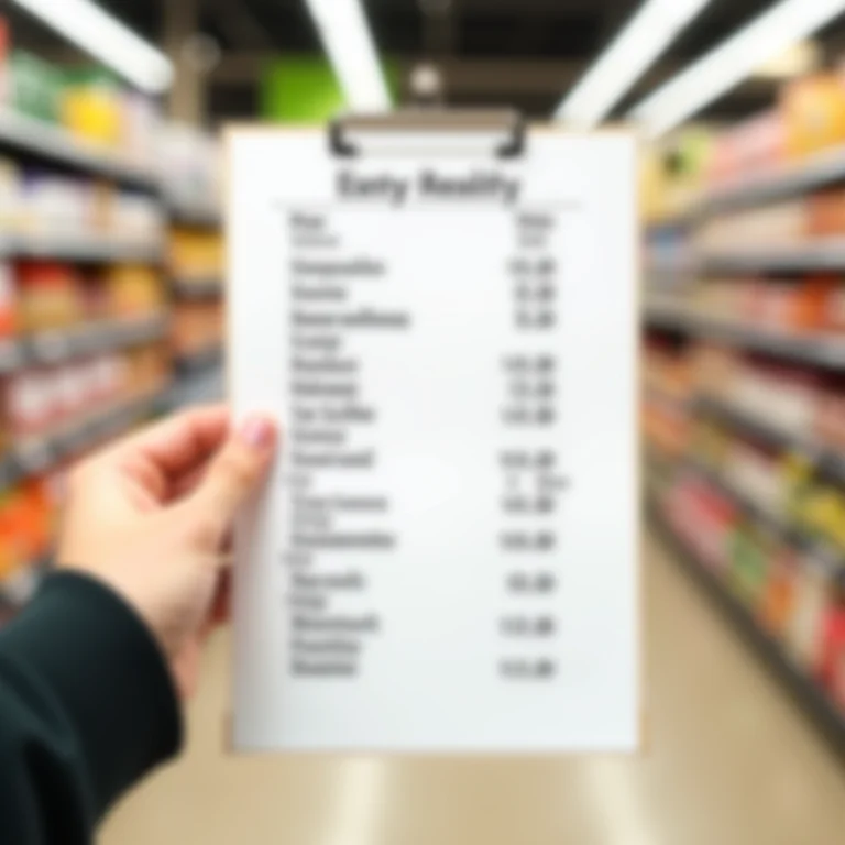 Lista de compras comparando preços de grãos a granel.