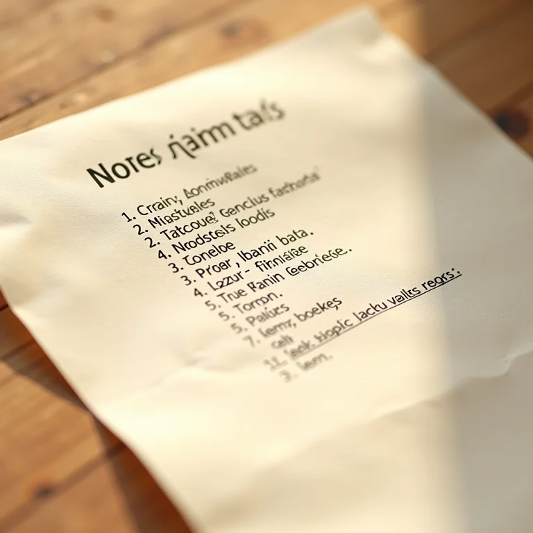 Lista de ingredientes para pamonha escrita à mão em papel pergaminho.