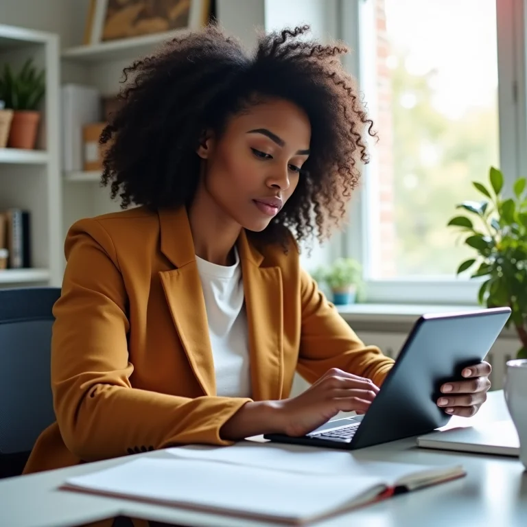 Mãe personalizando checklist da mala de maternidade em tablet