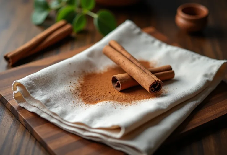 Mancha de canela em tecido de linho