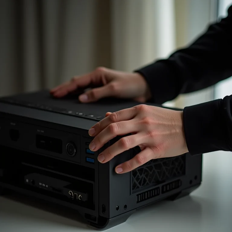 Mãos abrindo gabinete de computador