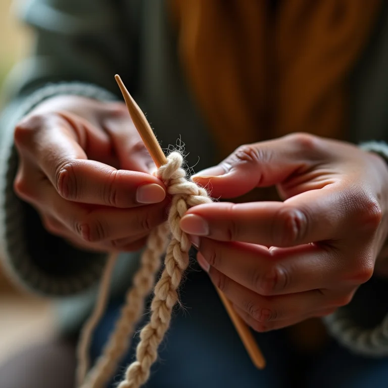 Mãos fazendo correntinha em crochê