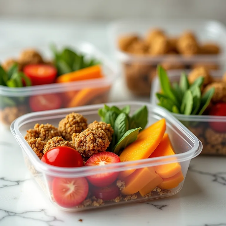 Marmitas organizadas com refeições saudáveis