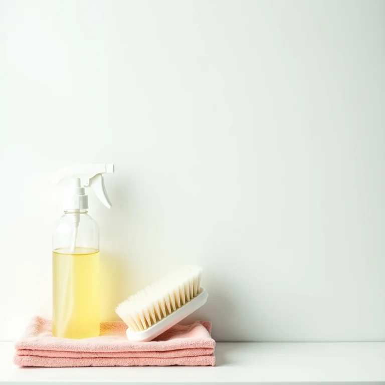 Materiais de limpeza organizados para a limpeza do teclado de borracha