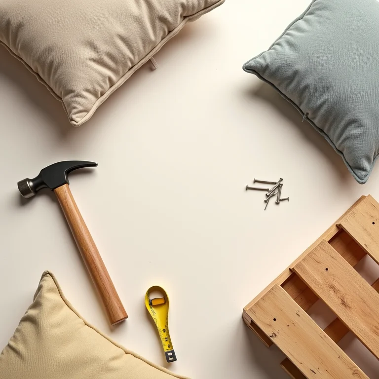 Materiais e ferramentas para construir um sofá de palete