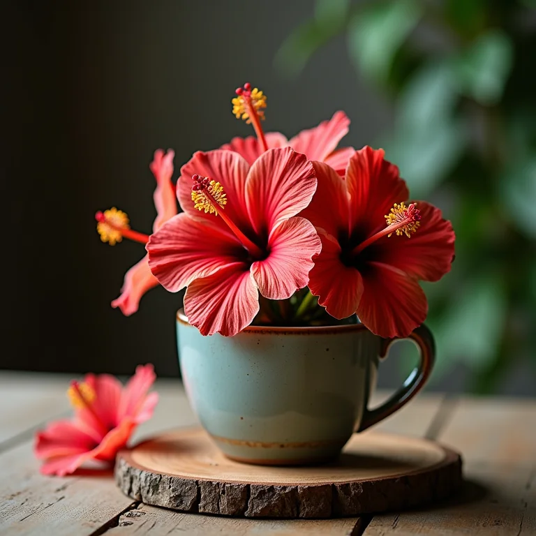 Medição da dose correta de hibisco seco para chá.