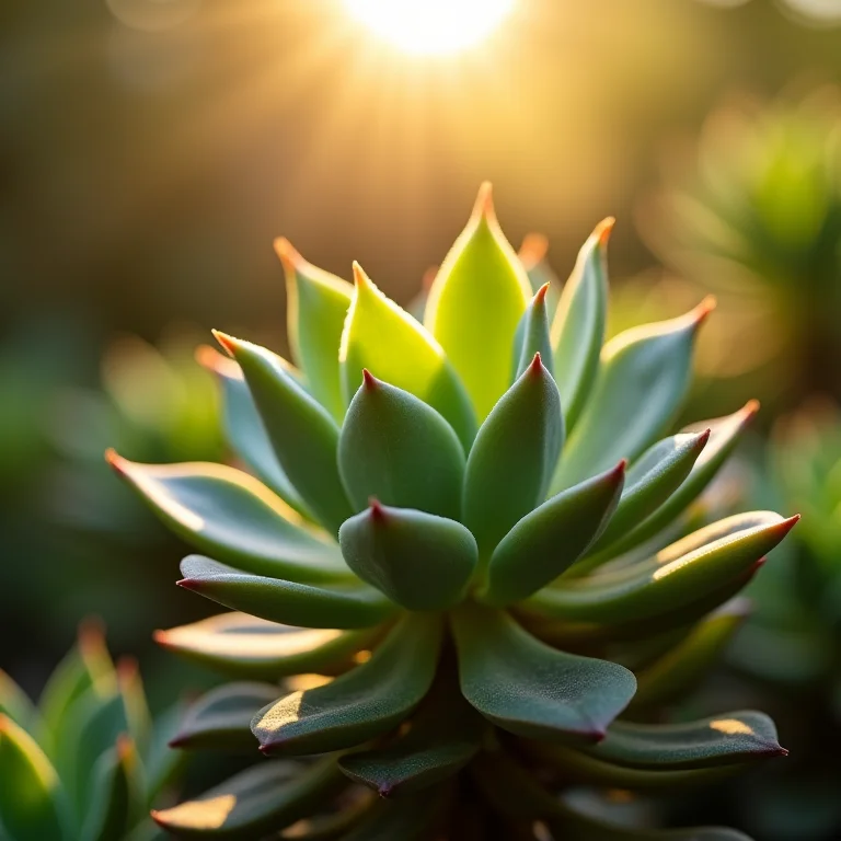 Medidor de luz medindo a intensidade da luz solar em uma suculenta