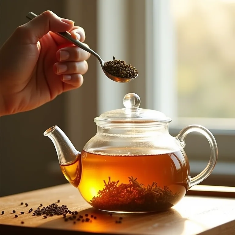 Medindo erva doce para chá