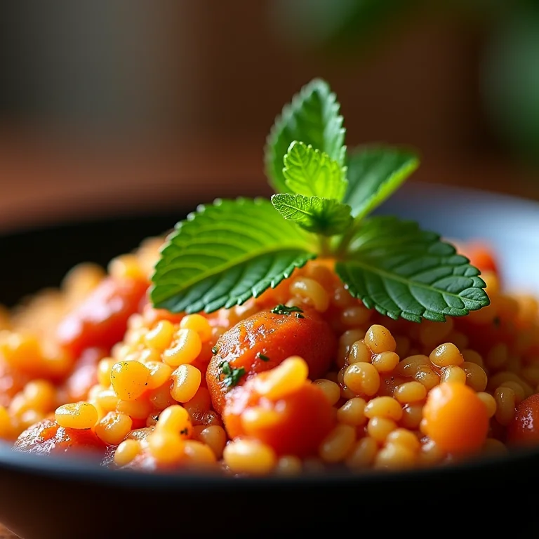 Menta marroquina como guarnição em pratos marroquinos