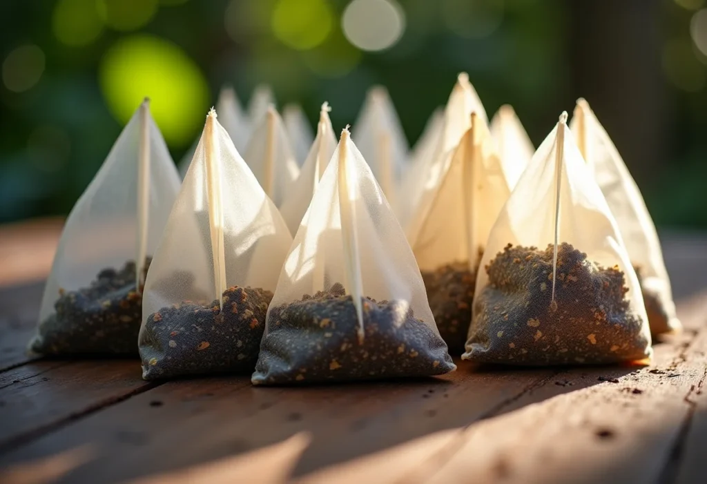 Chá de saquinho: O perigo oculto que você precisa conhecer Microplásticos liberados por saquinhos de chá, imagem macro