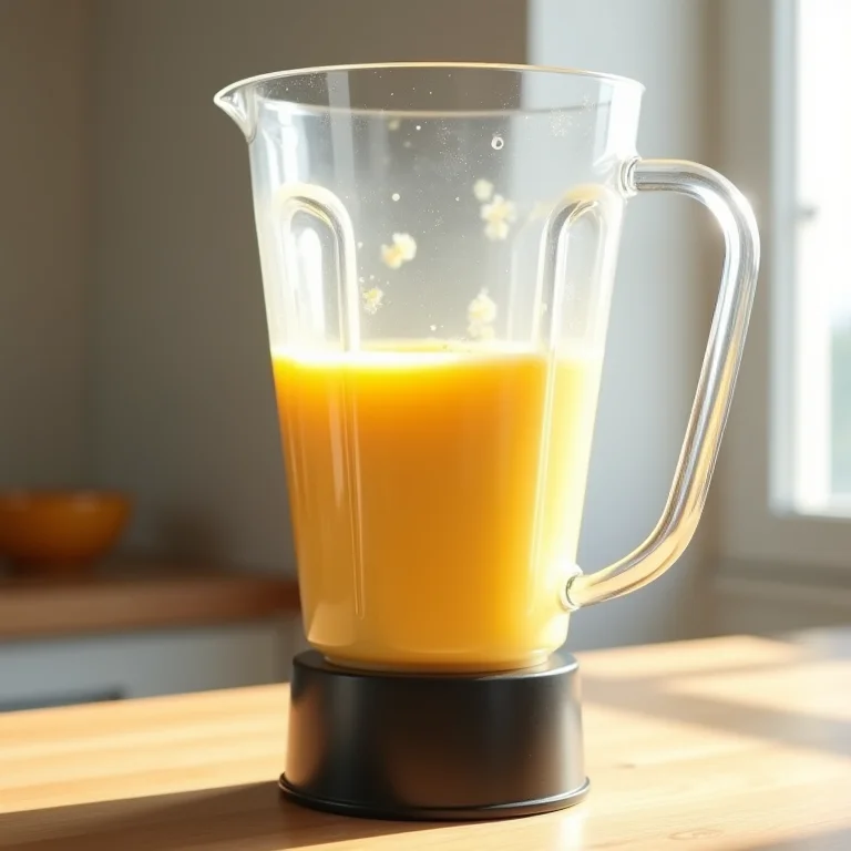 Mistura de milho cremosa dentro de um liquidificador.