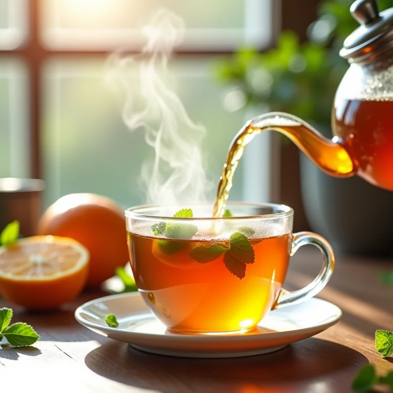 Modo de preparo do chá de laranja com hortelã