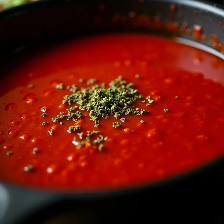 Molho de tomate rústico com orégano.